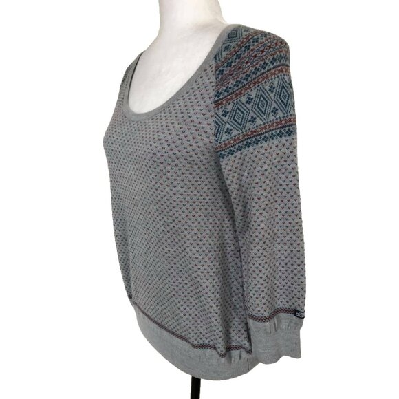 NORTH FACE Long Sleeve Nordic Sweater Womens Size Medium Wool Blend Gray - Picture 3 of 7